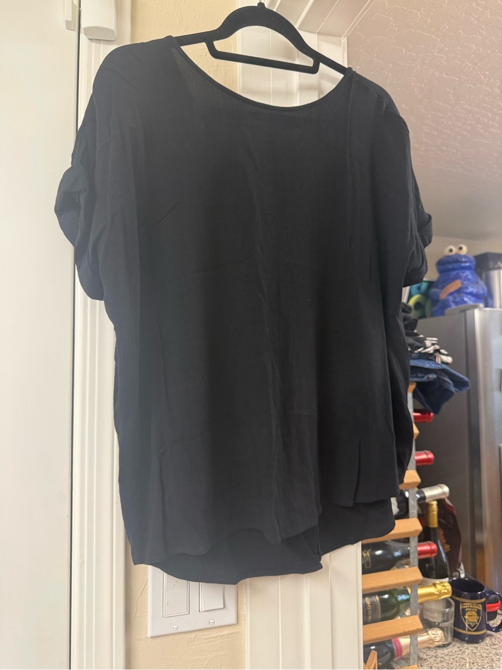 Rock & Republic Black Short-Sleeve Blouse